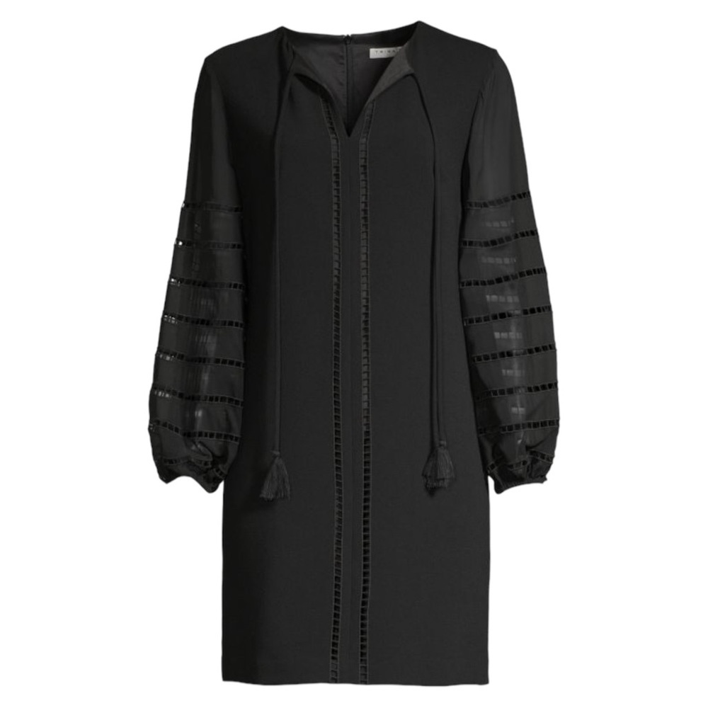 Trina Turk - Women's Bordeaux Dress Black Bishop Sleeves NWT - Sz. 6